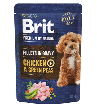 Корм вологий для собак малих порід Brit Premium Fillets in Gravy Chicken & Green Peas філе в соусі курка і горошок 85 г 101241