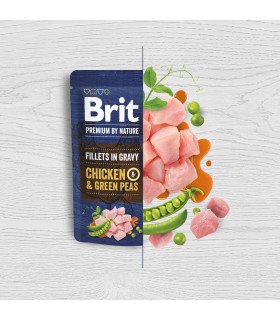 Корм вологий для собак малих порід Brit Premium Fillets in Gravy Chicken & Green Peas філе в соусі курка і горошок 85 г 101241 2
