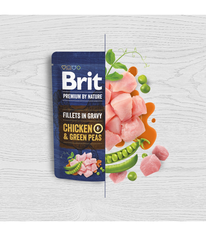 Корм вологий для собак малих порід Brit Premium Fillets in Gravy Chicken & Green Peas філе в соусі курка і горошок 101241