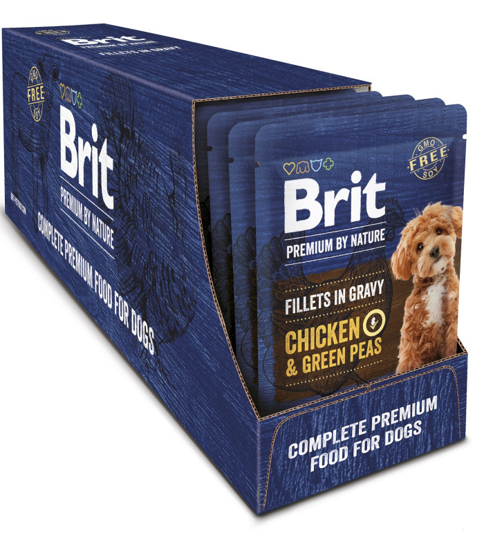 Корм вологий для собак малих порід Brit Premium Fillets in Gravy Chicken & Green Peas філе в соусі курка і горошок 8595602572434
