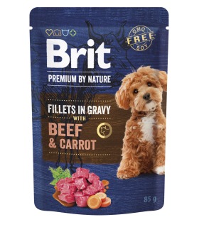 Корм вологий для собак малих порід Brit Premium Fillets in Gravy Beef & Carrot філе в соусі яловичина і морква 85 г 101242
