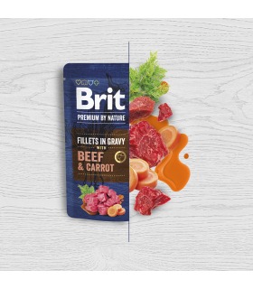 Корм вологий для собак малих порід Brit Premium Fillets in Gravy Beef & Carrot філе в соусі яловичина і морква 85 г 101242 2