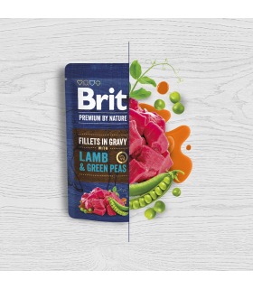 Корм вологий для собак малих порід Brit Premium Fillets in Gravy Lamb & Green Peas філе в соусі ягня і зелений горошок 101244 2