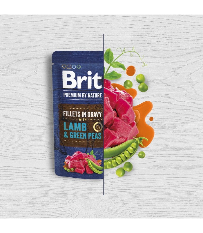 Корм вологий для собак малих порід Brit Premium Fillets in Gravy Lamb & Green Peas філе в соусі ягня і зелений горошок 101244