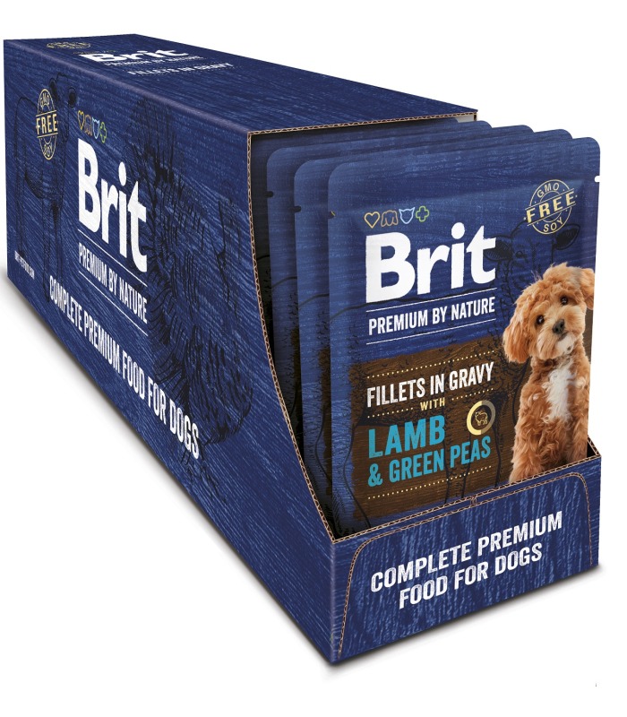 Корм вологий для собак малих порід Brit Premium Fillets in Gravy Lamb & Green Peas філе в соусі ягня і горох 8595602572465