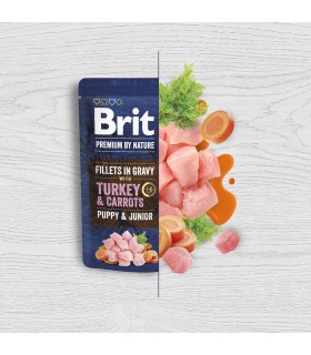 Корм вологий для цуценят малих порід Brit Premium Fillets in Gravy Turkey & Carrots Puppy філе в соусі індичка і морква 101243 2