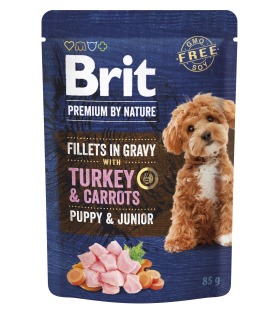 Корм вологий для цуценят малих порід Brit Premium Fillets in Gravy Turkey & Carrots Puppy філе в соусі індичка і морква 101243