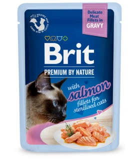 Корм вологий для стерилізованих котів Brit Premium Delicate Fillets in Gravy Salmon For Sterilised філе в соусі лосось 85 101141