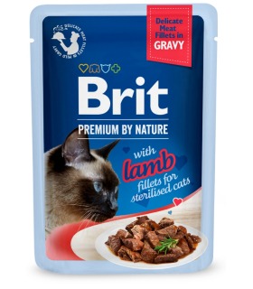 Корм вологий для стерилізованих котів Brit Premium Delicate Fillets in Gravy Lamb for Sterilised філе в соусі ягня 85 г 101143