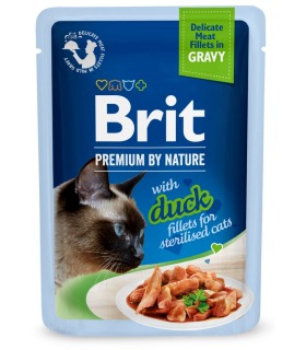 Корм вологий для стерилізованих котів Brit Premium Delicate Fillets in Gravy Duck for Sterilised філе в соусі качка 85 г 101144