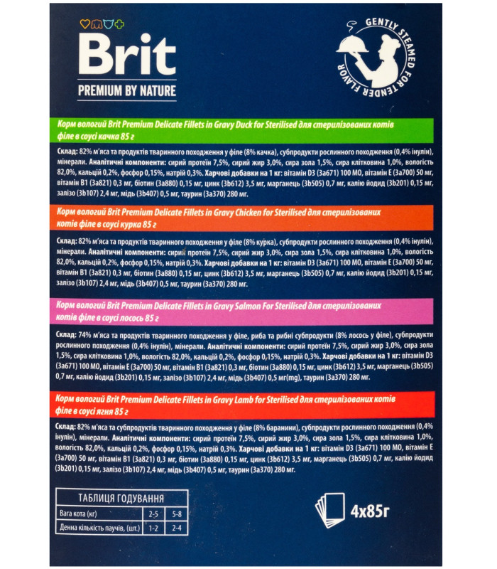 3+1 Набір корму вологого  для котів Brit Premium Delicate Fillets in Gravy Brit Premium VAFO_1733 - 3 - 2700000051733