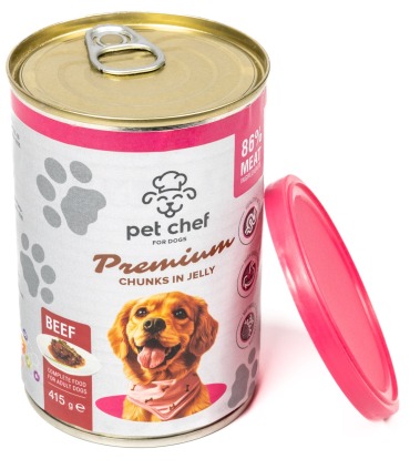Pet Chef корм вологий для дорослих собак, шматочки в желе з яловичиною Pet Chef - 1 - 