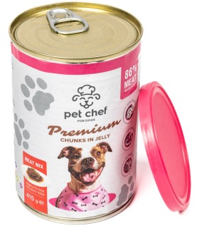 Pet Chef корм вологий для дорослих собак, шматочки в желе М'ясний мікс Pet Chef 93625 - 1 - 4820255193625