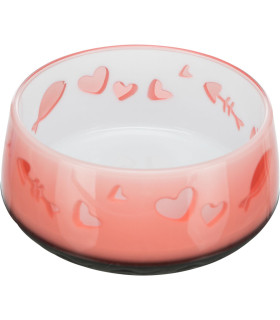 Миска пластикова для котів Trixie з малюнком Рибка-Серце на гумовій важкій основі 300 мл ø12 см Trixie 24420 - 1 - 4011905244204