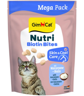 Вітаміни для покращення стану шкіри та шерсті з маскарпоне та біотином GimCat NUTRI BIOTIN BITES для котів 425 г GimCat G-419695