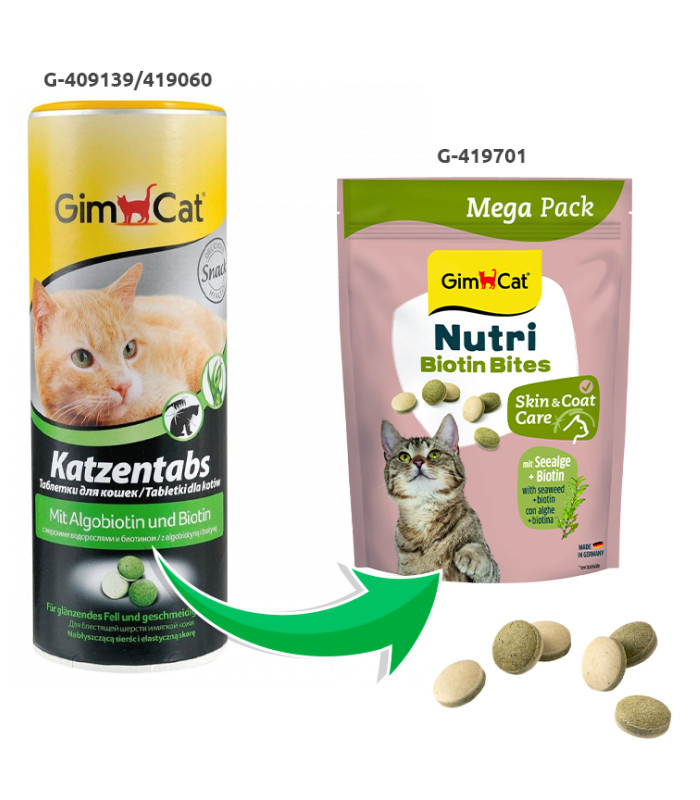 Вітаміни для покращення стану шкіри та шерсті GimCat NUTRI BIOTIN BITES для котів 425 г GimCat G-419701 - 3 - 4002064419701