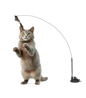 Іграшка- дражнилка для котів на присосці з пташкою WAUCAT Fun Teaser 800 мм  - 1 - 