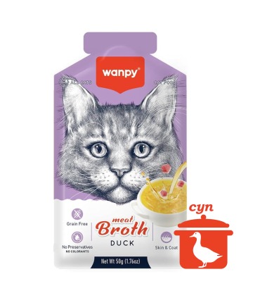 Суп для котів зі шматочками качиного філе Wanpy Meat Broths Duck, пауч 50 г Wanpy - 1 - 