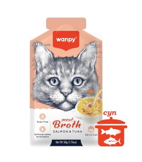 Суп для котів зі шматочками філе лосося та тунця Wanpy Meat Broths Salmon&Tuna, пауч 50 г Wanpy - 1 - 6927749871712