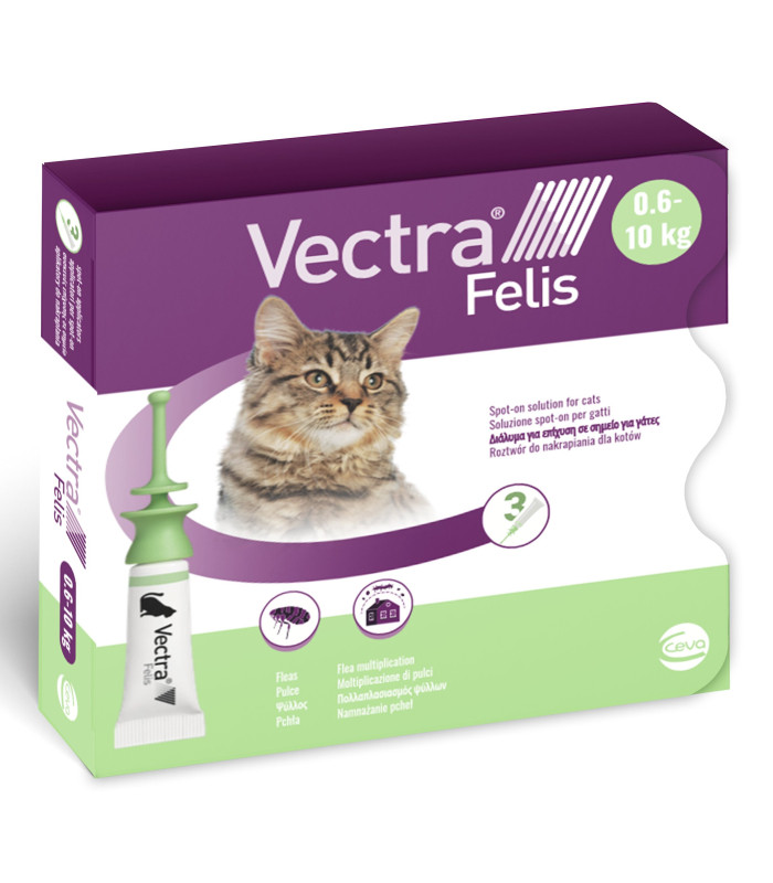 Краплі від бліх для котів вагою до 10 кг Ceva Vectra Felis, упаковка 3 шт  - 1 - 