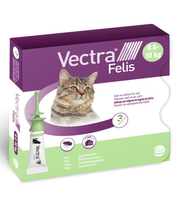 Краплі від бліх для котів вагою до 10 кг Ceva Vectra Felis, упаковка 3 шт  - 1 - 