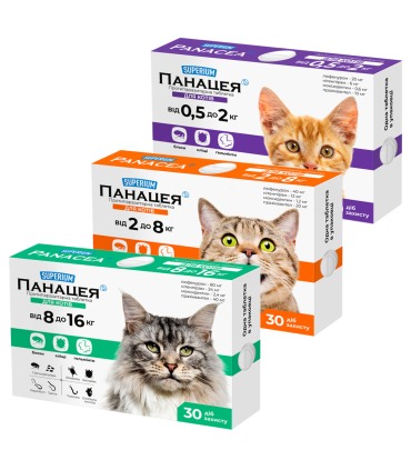Таблетки від бліх, кліщів та гельмінтів для котів  SUPERIUM Панацея SUPERIUM - 1 - 