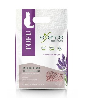 Наповнювач з тофу для котячого туалету Essence, з ароматом лаванди, 2 мм, 6 л Essence - 1 - 4820261920024