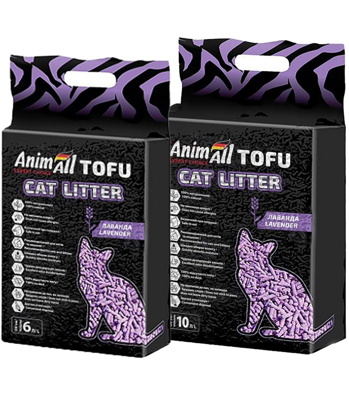 Наповнювач соєвий для котячого туалету  AnimAll Tofu Lavender з ароматом лаванди AnimAll - 1 - 