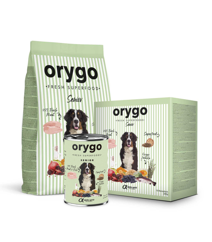 Напіввологий корм для стареньких собак усіх порід Orygo Senior з курятиною та бобовими, Світ Корму 8436586312176