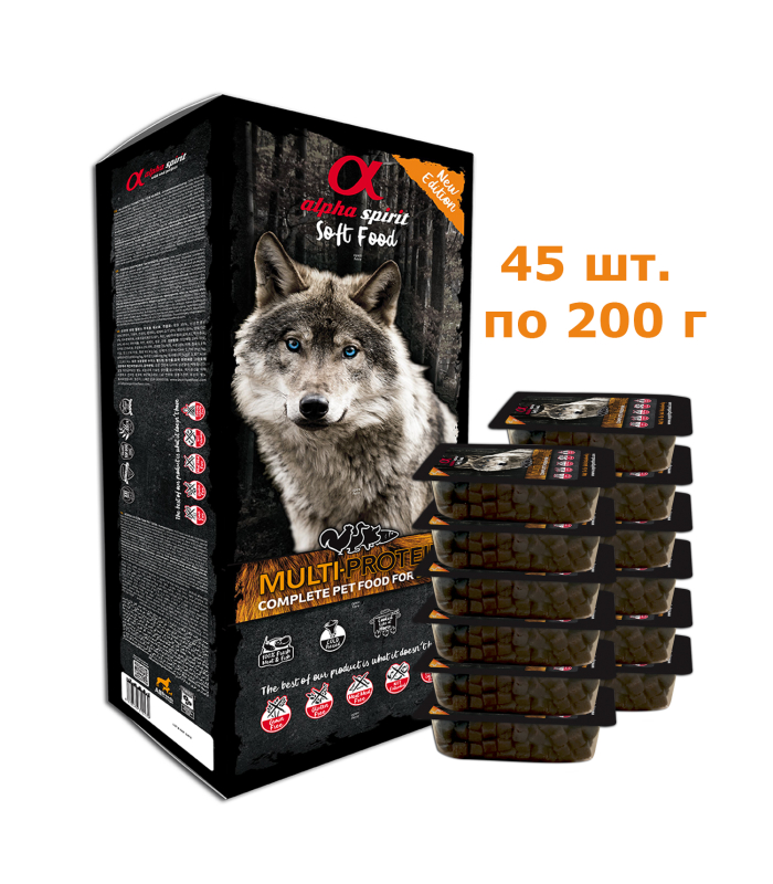 Напіввологий корм для собак усіх порід ALPHA SPIRIT Semi-moist MULTIPROTEIN BOX мультипротеїновий 9 кг, Світ Корму