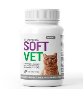 Фітокомплекс для виведення шерсті та покращення функції сечовивідної системи PROVET SOFTVET для котів 100 таб PR244053 1