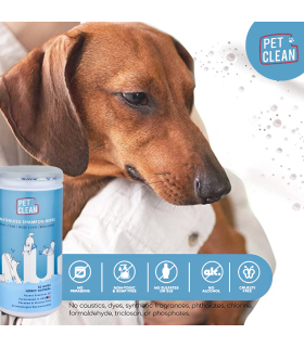 Серветки-шампунь вологі Pet Clean PET WATERLESS SHAMPOO WIPES для котів та собак, з медово-вівсяним ароматом 50 шт CCPS50 2