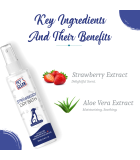Сухий шампунь для собак та котиків Pet Clean DRY BATH-STRAWBERRY з ароматом полуниці 250 мл PC152 2