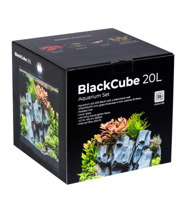 Акваріумний набір з чорною задньою стінкою BlackCube 20 літрів, 27х27х27 см