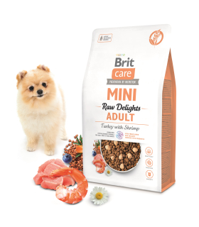 Cухий корм з індичкою та креветкою Brit Care Mini Raw Delights Turkey with Shrimp для собак малих порід 173214