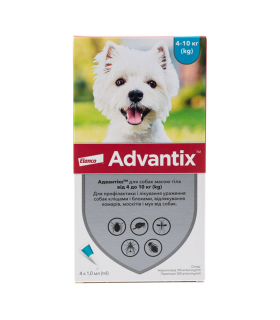 Краплі для собак від бліх, кліщів, комарів та мух Адвантікс® до 10 кг