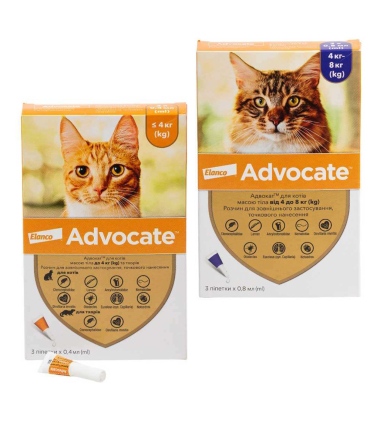Комплексні краплі для котів від бліх, кліщів та гельмінтів Адвокат®
