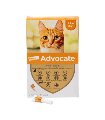 Комплексні краплі для котів від бліх, кліщів та гельмінтів Адвокат® до 4 кг