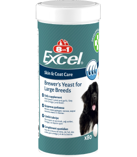Пивні дріжджі з часником для собак великих порід 8in1 Excel Brewers Yeast Large Breed для шкіри та шерсті 80 таб 661824