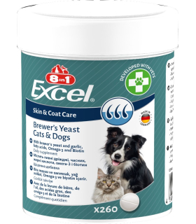 Пивні дріжджі з часником для собак та котів 8in1 Excel Brewers Yeast для шкіри та шерсті 661819