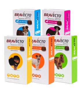 Таблетка від бліх та кліщів для собак Bravecto, діє 12 тижнів