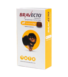 Таблетка від бліх та кліщів для собак Bravecto, діє 12 тижнів 2