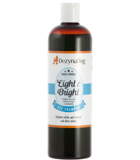 Професійний шампунь Dezynadog Light Bright для посилення кольору білих срібних та кольорових порід собак додає блиск 125009