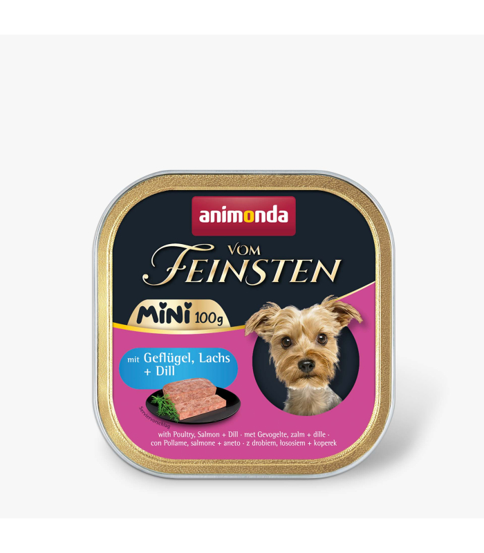 Вологий корм для собак мініатюрних порід Animonda Vom Feinsten Adult Mini з птицею, лососем та кропом AM-82358