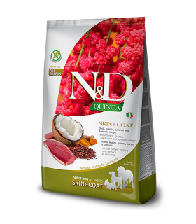 Дієтичний сухий корм для дорослих собак при харчовій алергії Farmina N&D Quinoa Skin&Coat з качкою та кіноа