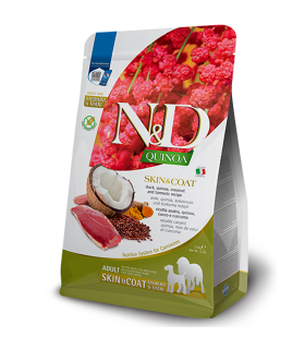 Дієтичний сухий корм для собак середніх та великих порід при харчовій алергії Farmina N&D Quinoa Skin&Coat з качкою та кіноа