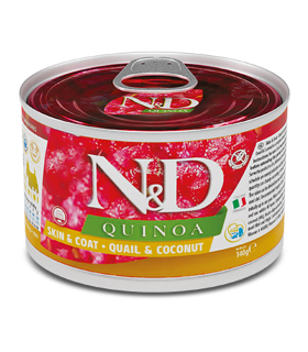 Дієтичний вологий корм для собак при харчовій алергії Farmina N&D Quinoa Skin&Coat з перепілкою та кіноа