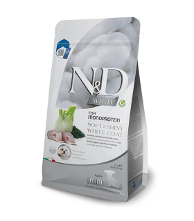 Спеціалізований сухий корм для цуценят малих порід  з білою шерстю Farmina N&D White з сібасом