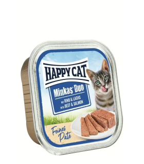 Паштет для котів з яловичини та лосося Happy Cat Minka's Duo, 4001967173451
