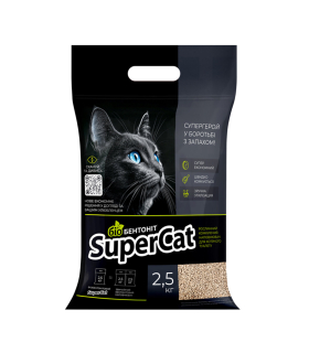 Рослинний наповнювач для котячого туалету SuperCat Біобентоніт комкуючий
